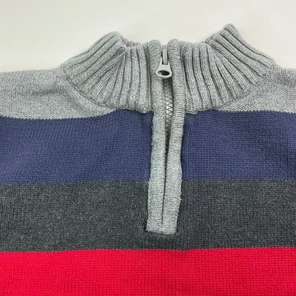 OshKosh Multi-Color Striped Quarter-Zip Sweater Kids Size 8 Cotton Knit Pullover
